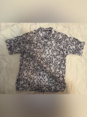 Rare Vintage Harley Davidson Y2K Gray & Black Hawaiian Tribal Button Up Shirt